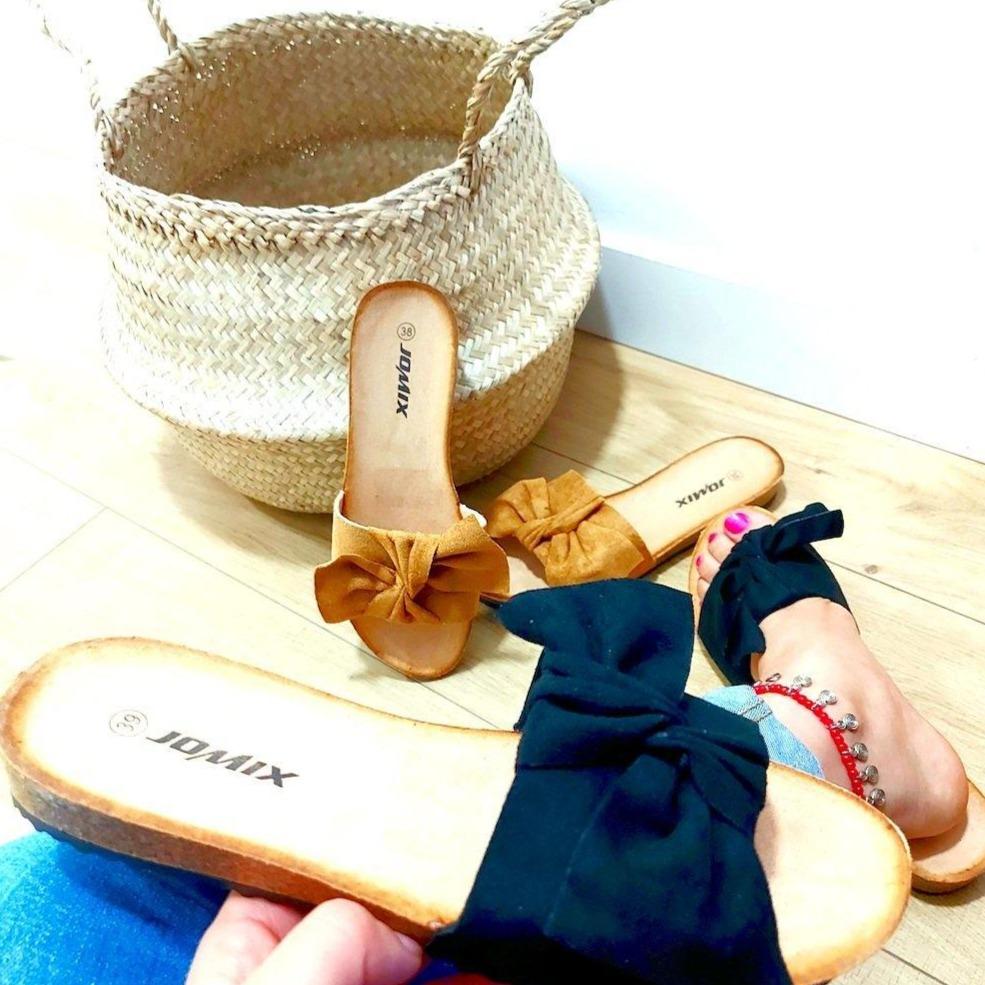 Sandalias planas de color para mujer, zapatillas con lazo, zapato de verano, calzado de playa, piscina, rojo,camel, rosa, barato - DELIRIOh